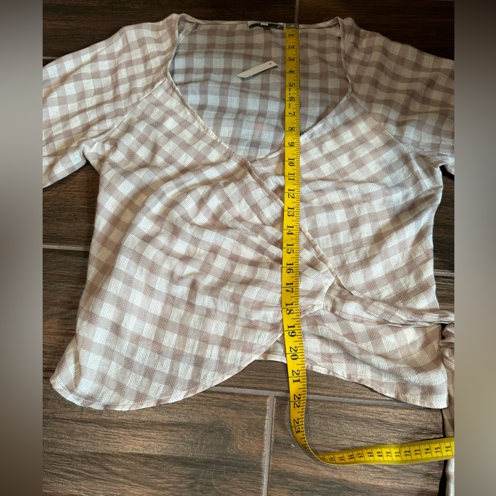 Madewell Sweetheart Wrap Top Gingham Top Size Medium New - Picture 6 of 10